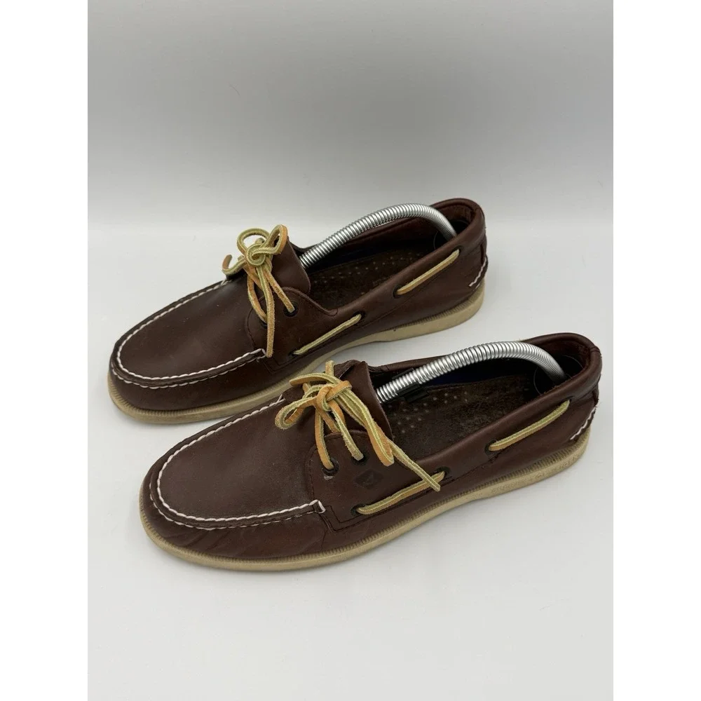 Sperry Top-Sider A/O 2-Eye Leather Boat Shoes Men's 8.5 Wide Dark Brown Non Mark
